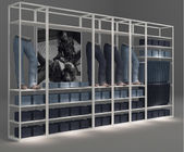 Shopping Mall Cloth Display Showcase / Clothes Storage Rack Metal Fireproof